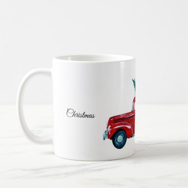 Taza De Café Red Truck Navidades Mug (Izquierda)