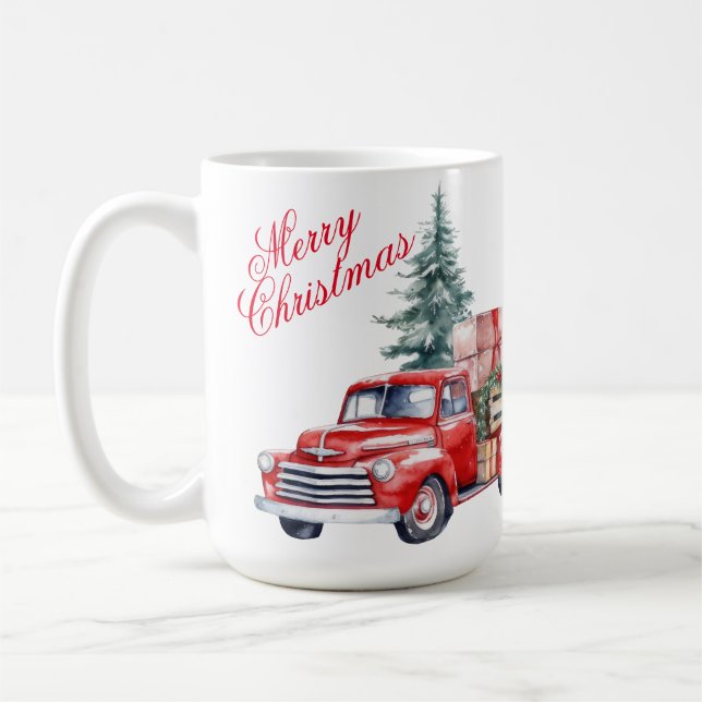 Taza De Café Red Truck Navidades Mug (Izquierda)