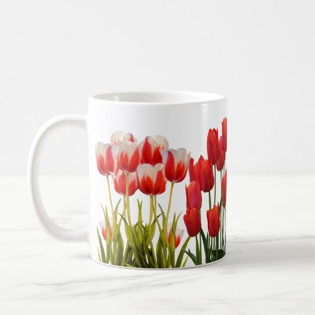 Taza De Café Red Tulip Flowers (Izquierda)