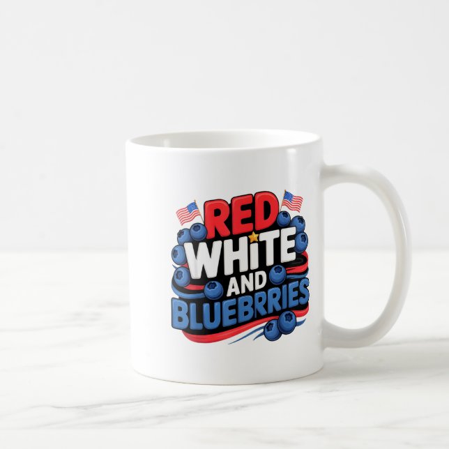 Taza De Café Red, White And Blueberries Patriot  (Derecha)