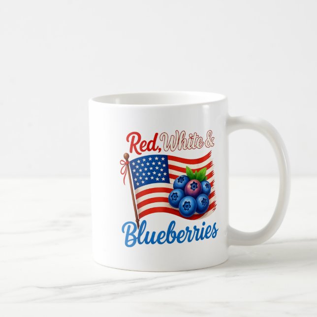 Taza De Café Red White Blueberries Funny Patriotic Usa Flag Vin (Derecha)