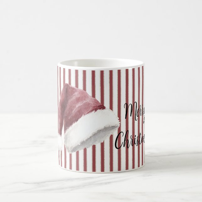 Taza De Café Red White Stripes Santa Hat Christmas (Centro)