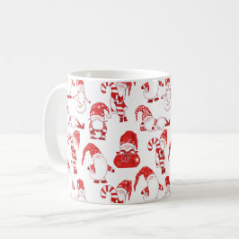 Taza De Café Red & White Whimsical Christmas Gnome