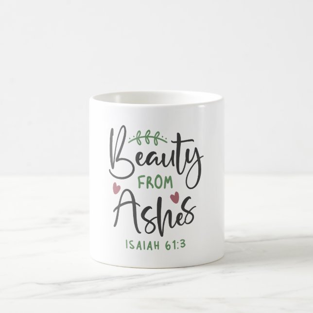 Taza De Café Redención radiante - Diseño cristiano Isaiah 61:3 (Centro)