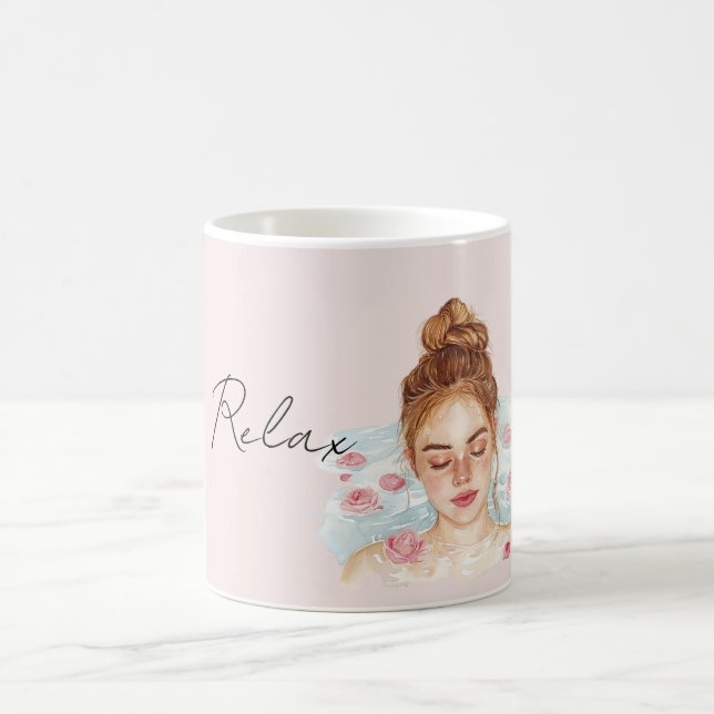 Taza De Café Redhead Pink Roses Relax Bath (Centro)