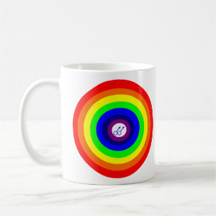 Taza de café redonda para hombres gays con arcoíri