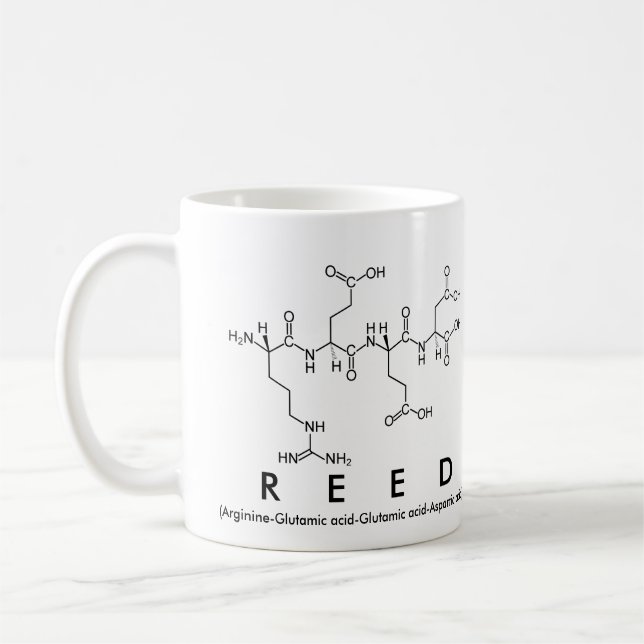 Taza De Café Reed peptide name mug (Izquierda)