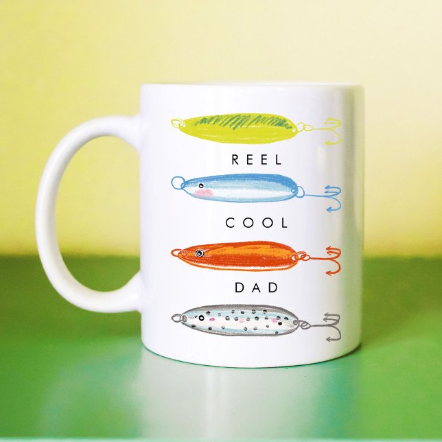 Taza De Café Reel Guay Dad Fishing Bait (Reel Cool Dad fishing bait coffee mug.)