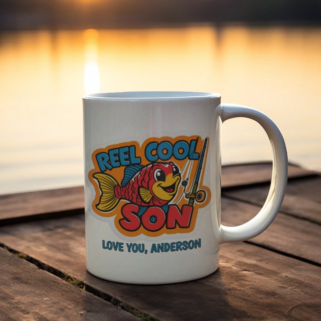 Taza De Café Reel Guay Son Mug (Let your son know how cool he is with this, "Reel Cool Son" fishing mug! )