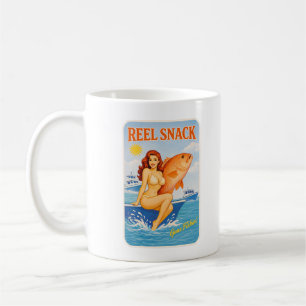 Taza De Café Reel Snack Retro Pin-Up Pargo Rojo Pesca Barquero