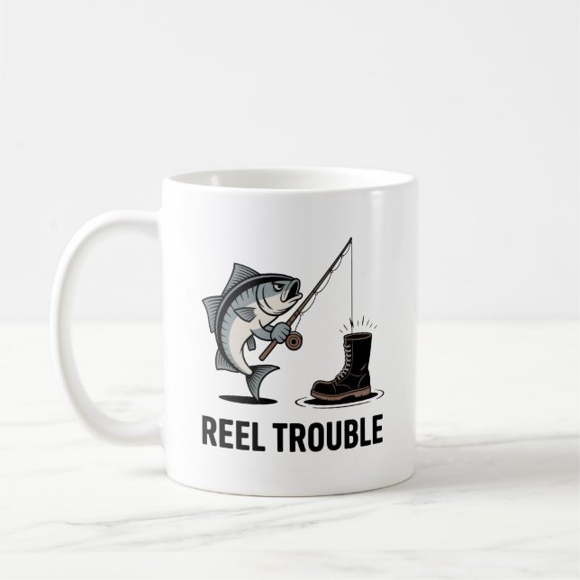 Taza De Café Reel Trouble Mug – Funny Fishing Gift for Anglers  (Izquierda)