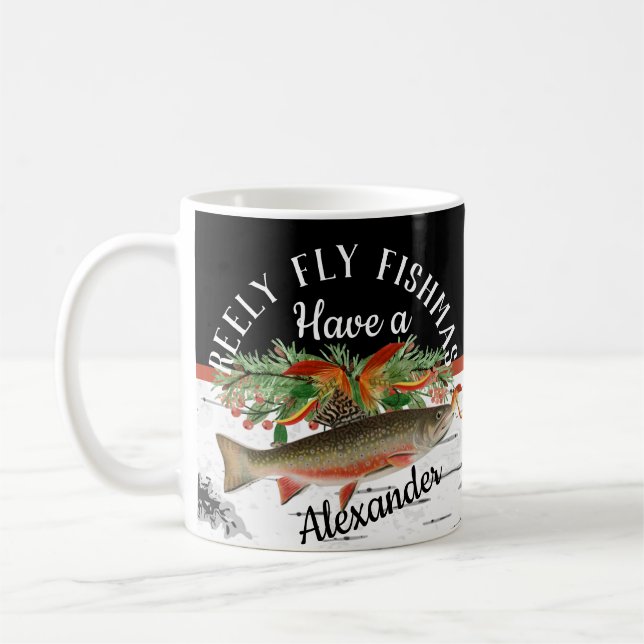 Taza De Café Reely Fly Fishmas Fishing Navidades (Izquierda)