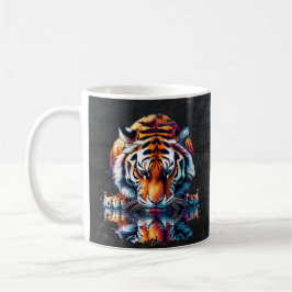 Taza De Café Reflejo de tigre bebiendo agua 