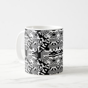 Taza De Café Reflejos abstractos: Líneas, cubos y monocromo