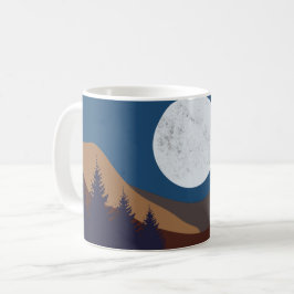 Taza De Café Reflexión de la luna del bosque del paisaje del ab