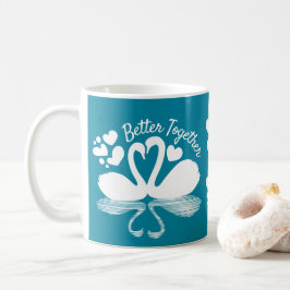Taza De Café Reflexión de la silueta de cisne en el agua
