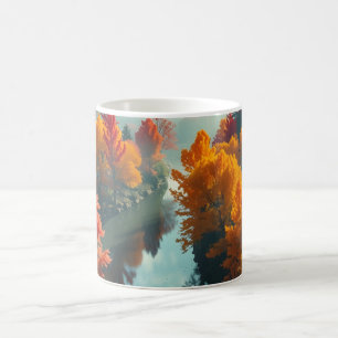 Taza De Café Reflexión serena de la orilla del río Arte de la n