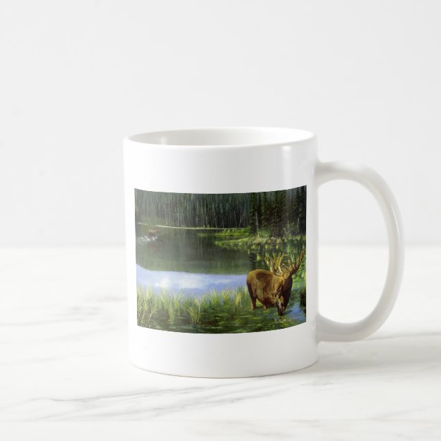 Taza De Café Reflexiones del verano, alces (Derecha)