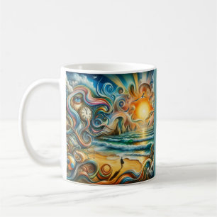Taza De Café Reflexiones incansables: Paisaje costero surrealis