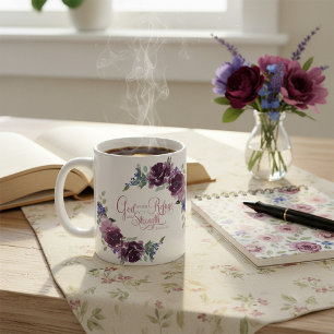 Taza De Café Refugio y fuerza floral morado 