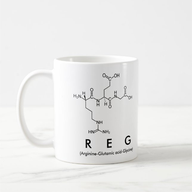 Taza De Café Reg peptide name mug (Izquierda)