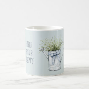 Taza De Café Regadera azul de hierba feliz