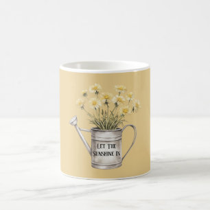 Taza De Café Regadera de Flores Amarillas Deja Entrar la Luz de