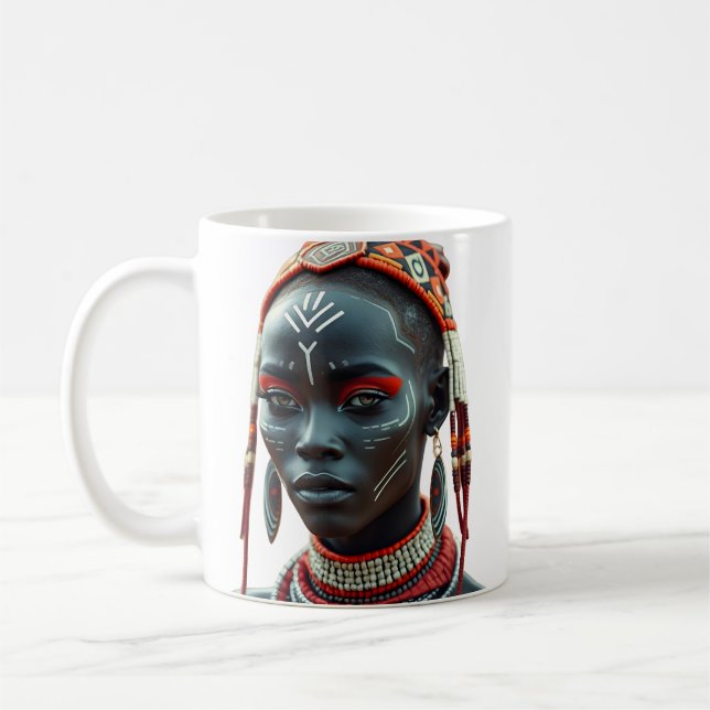 Taza De Café Regal African Tribal Beauty Mug | Afrocéntrico (Izquierda)