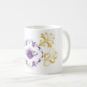 Taza De Café Regal Arabesque - Diseño de Mug con Oro y Púrpura