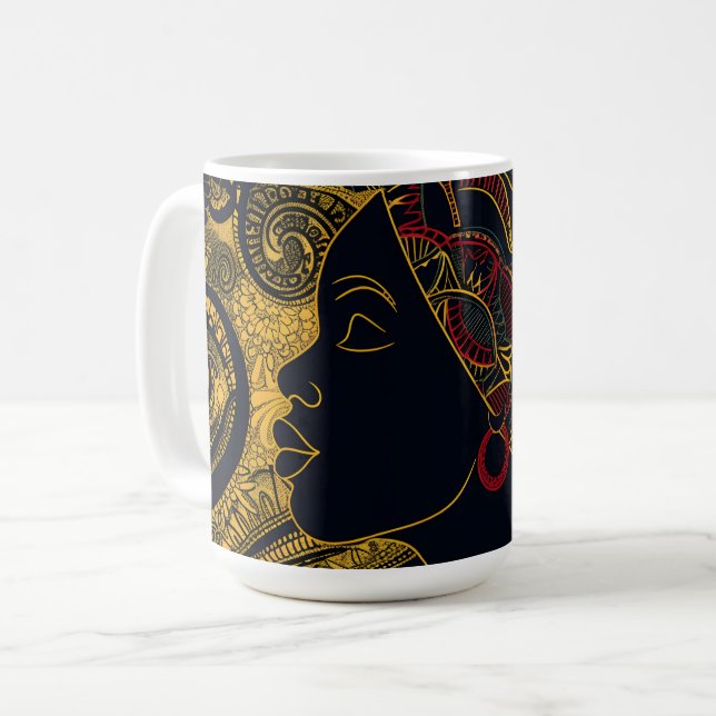 Taza De Café Regal Elegance: Reina afroamericana (Anverso izquierdo)