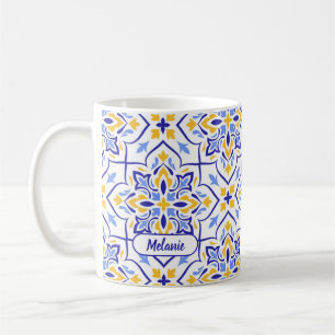 Taza De Café Regal Symphony Blue and Gold Luxury Mediterranean