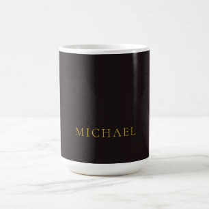 Taza De Café Regaliz Negro Oro Minimalista Plano Nombre Moderno