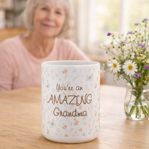 Taza De Café Regalo Abuela Increíble Floral Acuarela Boho