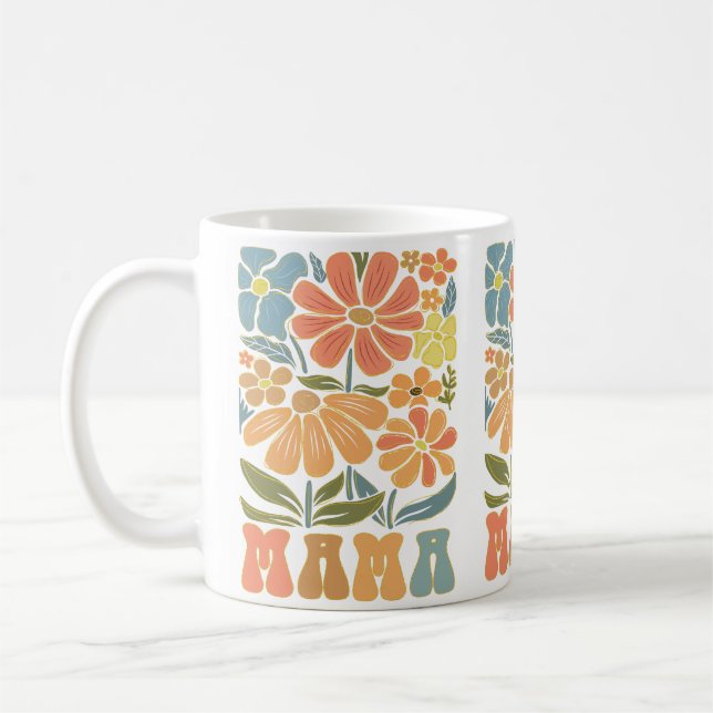 Taza De Café Regalo Boho Floral Pastel MAMA (Izquierda)