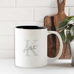 Taza De Café Regalo clásico moderno de la dama de honor de un m<br><div class="desc">tazas de café de diseño personalizado con monograma clásico de estilo moderno con iniciales y nombre personalizado.</div>