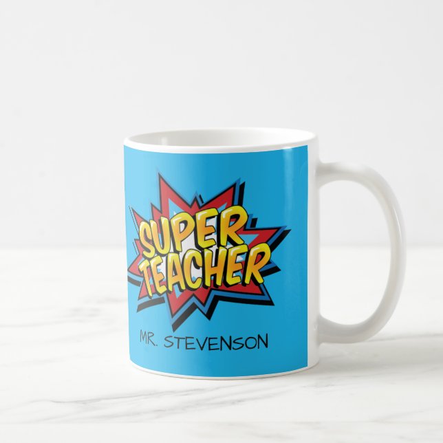 Taza De Café Regalo cómico del profesor del superhéroe (Derecha)