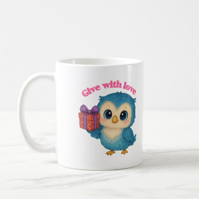 Taza De Café Regalo con amor - Lechuza con regalo (Izquierda)