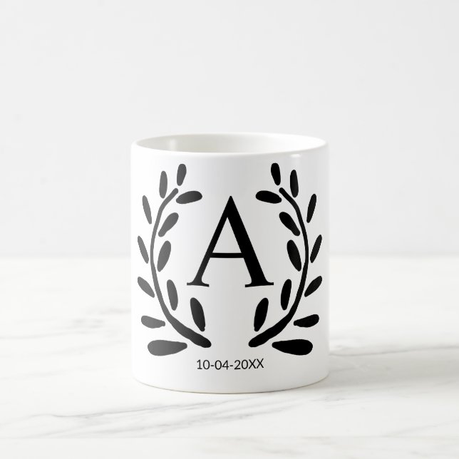 TAZA DE CAFÉ REGALO CON MONOGRAMA PARA PADRINO AÑO FECHA NOMBRE (Centro)