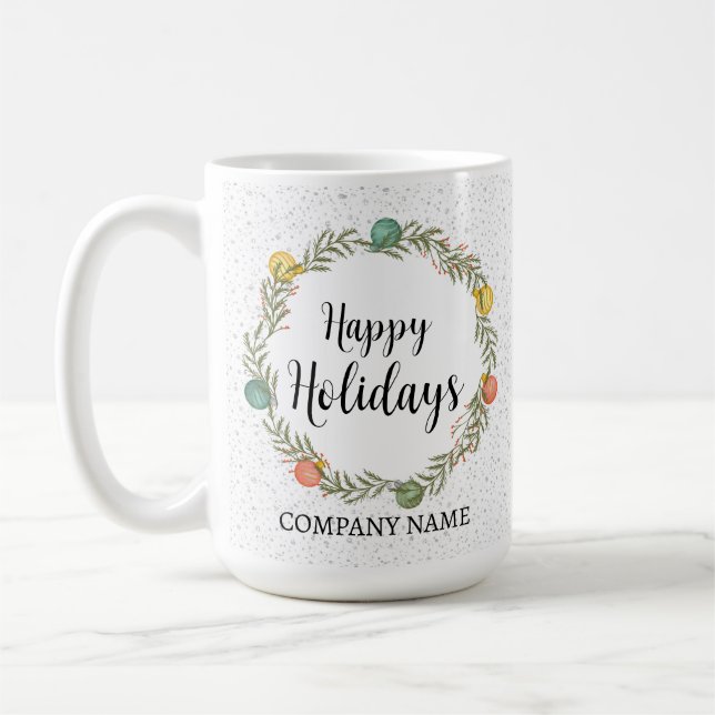 Taza De Café Regalo corporativo de Wreath de Feliz Festividad (Izquierda)