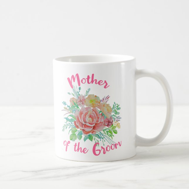 Taza De Café Regalo de acuarela floral de la Madre del Groom Vi (Derecha)