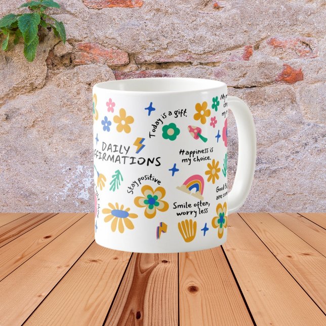 Taza De Café Regalo de Afirmación de Maestros, Floral Retro Gro (Subido por el creador)