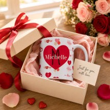 Regalo de amor con monograma de corazón y nombre p