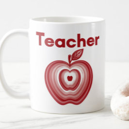 Taza De Café Regalo de Anillos de Manzana Roja para Maestros