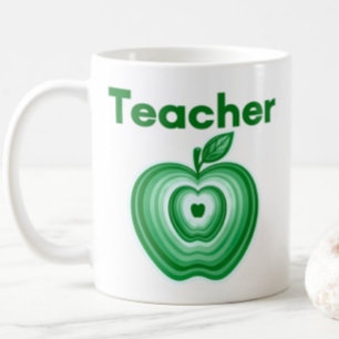 Taza De Café Regalo de anillos de manzana verde para maestros