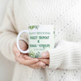 Taza De Café Regalo de aniversario del Boda Eucalyptus personal