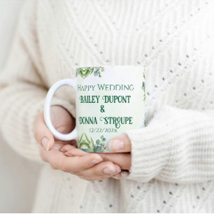 Taza De Café Regalo de aniversario del Boda Eucalyptus personal