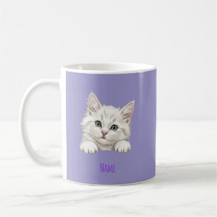Taza De Café Regalo de Arte de Gatito Personalizado con Nombre