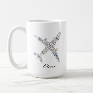 Taza De Café Regalo de avión de viaje tipografía wanderlust