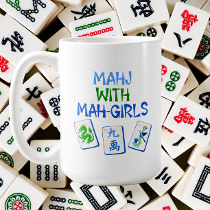 Taza De Café Regalo de baldosas de acuarela Mahjong con chicas