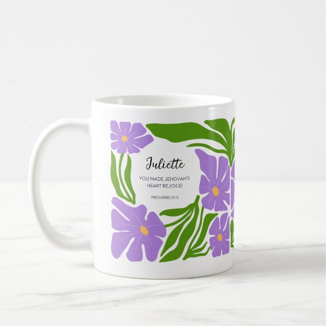 Taza De Café Regalo de bautismo JW Morple Green Floral Art Mug (Izquierda)
